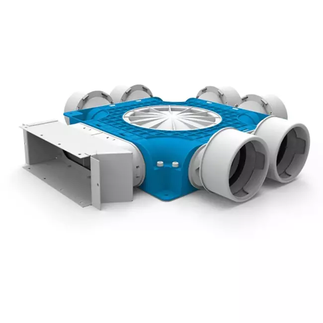 Vent-Axia Uniflexplus ripartitore composito 6x Ø90 mm per tubo rettangolare zincato 220x80 mm