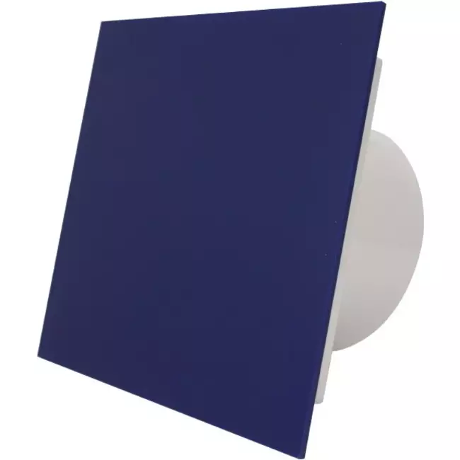 Air Roxy aspiratore per il bagno con diametro di collegamento 100 mm con interruttore a corda e spina - pannello frontale di plastica blu
