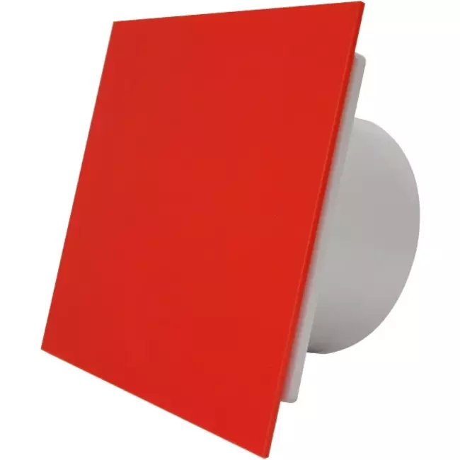 Air Roxy aspiratore per il bagno con diametro di collegamento 125 mm con interruttore a corda e spina - pannello frontale di plastica rossa