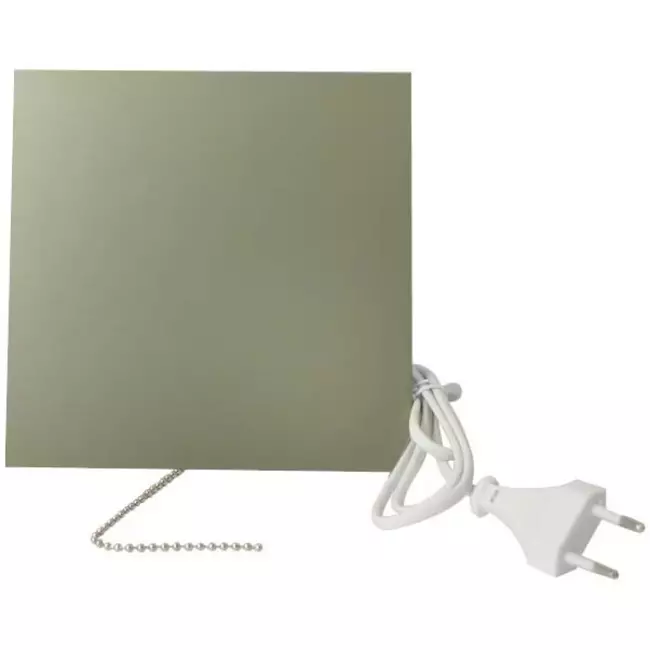 Aspiratore per il bagno Ø 125 mm con interruttore a corda e spina - pannello frontale di vetro dorato satinato