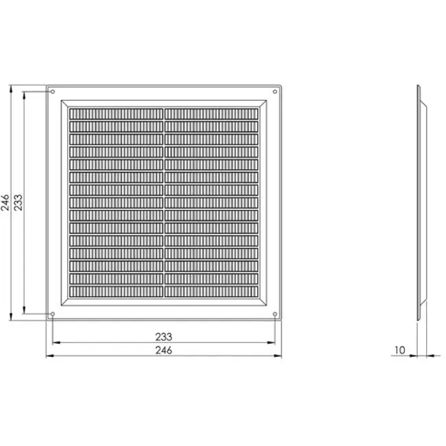 Griglia di aerazione quadrata con grata 250x250 mm marrone - VR2525B