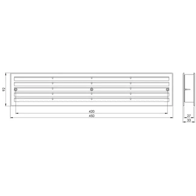 Griglia per porta 450x92 mm nera - VR459M