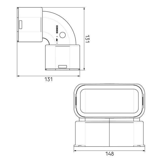 Ubbink Air Excellent 55SC kit curva verticale