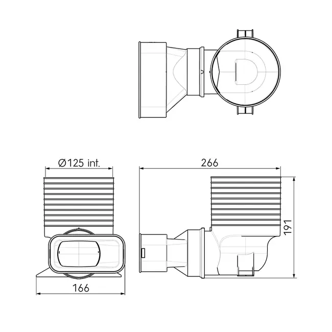 Ubbink Air Excellent 55SC adattatore per valvola 125 1x90