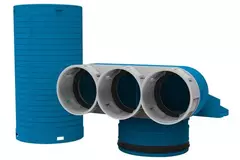 Vent-Axia Uniflexplus collettore della valvola 3 x Ø69 mm con coperchio Ø125 mm A=250 90° (lungo)