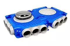 Vent-Axia Uniflexplus scatola di distribuzione secondaria di ventilazione 18 x Ø69 mm connessione laterale con manicotto Ø160 mm