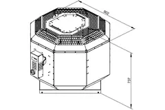 Aspiratore da tetto verticale per estrazione fumi da cucina Ruck 6975 m³/h (DVN 450 D4 F4 30)
