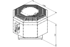 Aspiratore da tetto Ruck per il settore della ristorazione con attenuazione acustica e controllo di frequenza 6975 m³/h - DVNI 450 D4 30