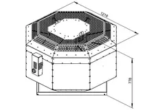 Aspiratore da tetto Ruck per il settore della ristorazione con attenuazione acustica e controllo di frequenza 14350 m³/h - DVNI 630 D4 30