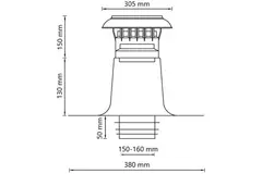 Ventilazione per tetto piatto a doppia parete con copertura in plastica Ø 150-160 mm