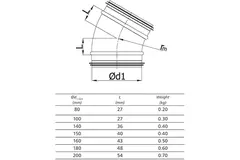 Curva tonda spiro 30° Ø 80 mm per tubo spiro