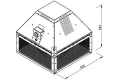Aspiratore da tetto per estrazione fumi Ruck orizzontale fino a 200 °C costante e 400 °C/120 min - 4700 m³/h (DHN 355 D4 F4 30)