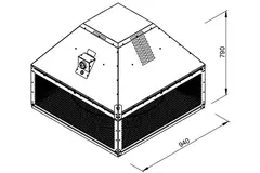 Aspiratore da tetto per estrazione fumi Ruck orizzontale fino a 200 °C costante e 400 °C/120 min - 15750 m³/h (DHN 630 D4 F4 30)