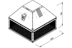 Aspiratore da tetto per estrazione fumi Ruck orizzontale fino a 200 °C costante e 400 °C/120 min - 13650 m³/h (DHN 560 D4 F4 30)