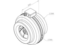 Aspiratore a tubo Ruck 1090 m³/h – Ø 250 mm + regolatore continuo elettronico 1,0 A