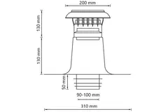 Ventilazione per tetto piatto a doppia parete con copertura in plastica Ø 90-100 mm