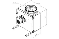 Aspiratore a cassetta per estrazione fumi Ruck swing-out e motore a controllo di frequenza 3350 m³/h (MPS 280 D2 F4 30)