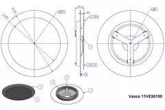 Valvola di design a soffitto o a muro Vasco deluxe tonda (incl. smiley)