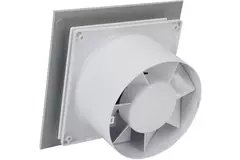 Aspiratore per il bagno Ø 100 mm - pannello frontale di vetro argentato satinato