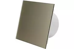 Aspiratore per il bagno Ø 100 mm con interruttore a corda e spina - pannello frontale di vetro dorato satinato