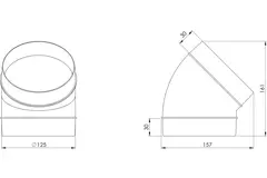 Curva tonda 45° in plastica diametro: 125 mm - AL125-45