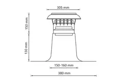 Ventilazione per tetto piatto con copertura in plastica Ø 150-160 mm
