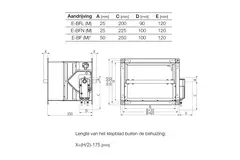 Attuatore rettangolare per serrande tagliafuoco 24V - E-FD40 250x650 M24 S