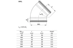 Curva tonda corta spiro 45° Ø 200 mm per tubo spiro