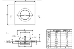 Valvola di alimentazione per ventilazione in metallo quadrato Ø 125 mm bianca con morsetti a molla - DVSQ-P125