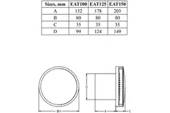 Aspiratore per il bagno rotondo Ø 100 mm bianco con timer -design EAT100T