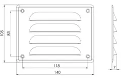 Griglia di aerazione quadrata in metallo 140x105 mm bianca- MR14105