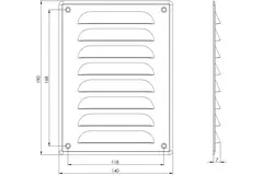 Griglia di aerazione quadrata in metallo 140x190 mm zinco - MR1419Zn