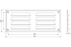 Griglia di aerazione quadrata in metallo 260x105 mm nera - MR26105M - RAL9005
