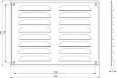 Griglia di aerazione quadrata in metallo 260x190 mm alluminio - MR2619Al
