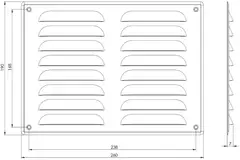 Griglia di aerazione quadrata in metallo 260x190 mm alluminio - MR2619Al