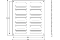 Griglia di aerazione quadrata in metallo 260x280 mm nera - MR2628M - RAL9005