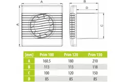 Aspiratore per il bagno con sensore umidità e timer Ø 150 mm bianco - pRim150HS