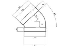Wavin Ventiza Curva 45 gradi PVC ovale 195x80 mm orizzontale M/M