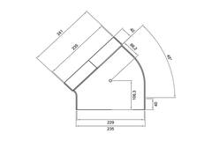 Wavin Ventiza Curva 45 gradi PVC ovale 235x80 mm orizzontale M/S