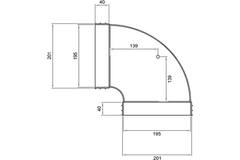 Wavin Ventiza Curva 90 gradi PVC ovale 195x80 mm orizzontale M/M