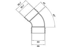 Wavin Ventiza Curva 45 gradi PVC ovale 195x80 mm verticale M/M
