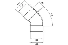 Wavin Ventiza Curva 45 gradi PVC ovale 195x80 mm verticale M/S