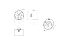 Ventilatore assiale per fumi canalizzati da 1120 mm F300- AL 1120 D6 F3 03 CFG