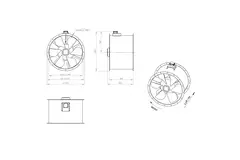 Ventilatore assiale per fumi canalizzati da 900 mm F400 - AL 900 D84U F4 01 CFG