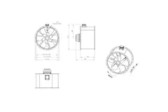 Ventilatore assiale per fumi canalizzati da 1120 mm F300- AL 1120 D6 F3 05 CFG