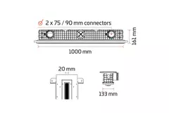 Griglia lineare intonacabile senza cornice Ergovent 1000 mm con diametro di collegamento 75 mm - standard