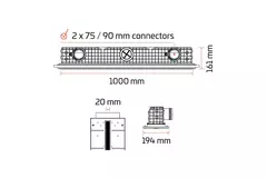 Griglia lineare intonacabile senza cornice Ergovent 1000 mm con diametro di collegamento 75 mm – profilo