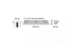 Ergovent lamelle senza cornice 1000 mm con diametro di raccordo 90 mm - standard