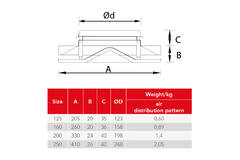 Diffusore a soffitto in acciaio con scarico circolare - 250 mm - RAL 9005