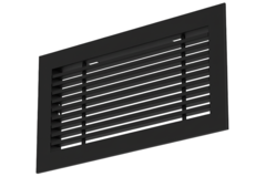 Griglia a barre in alluminio - con molle a frizione - 400x150 mm - RAL 9005